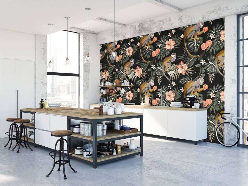 Tropiske blade med aber