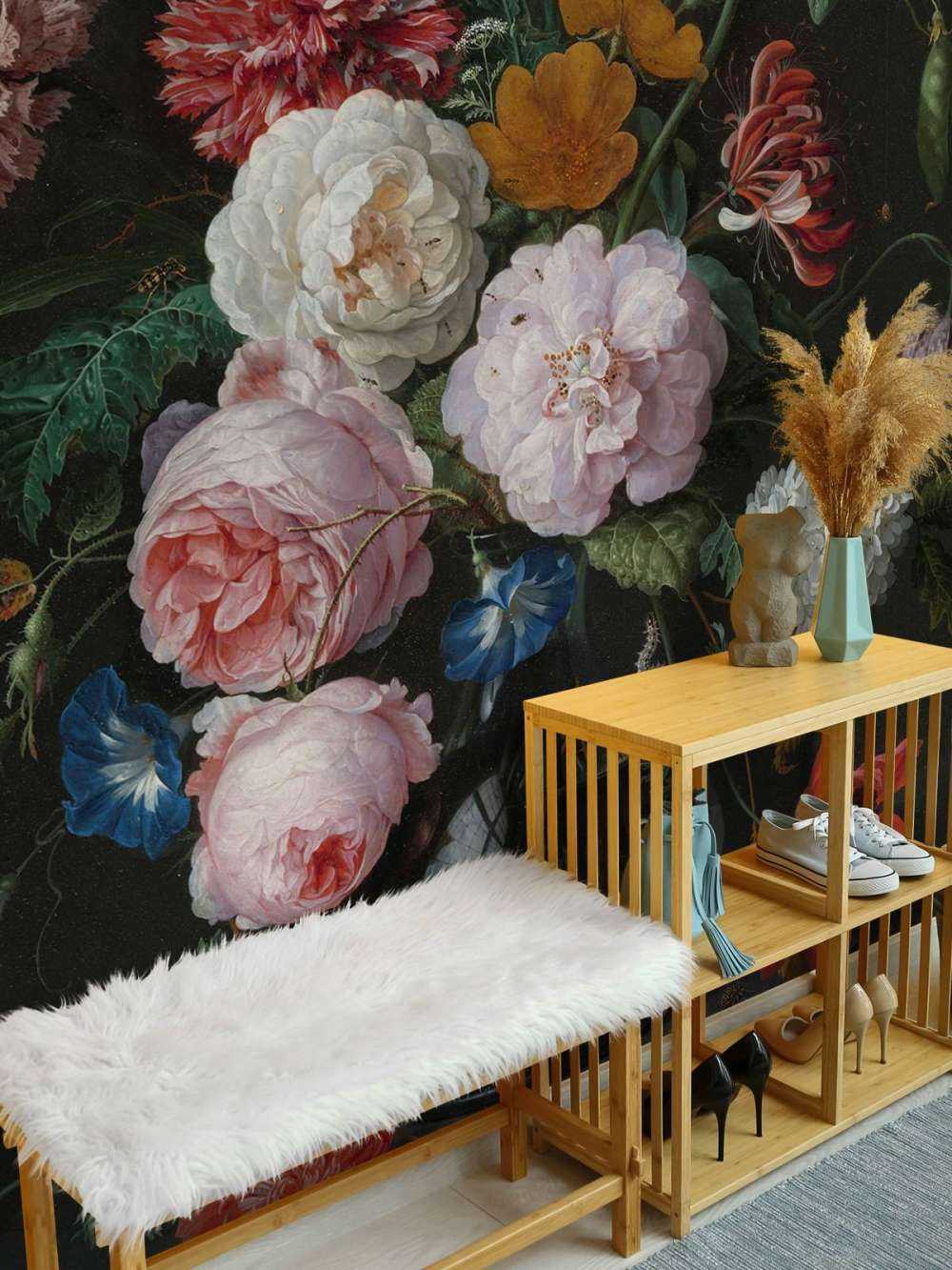 Stadig liv med blomster i en glasvase