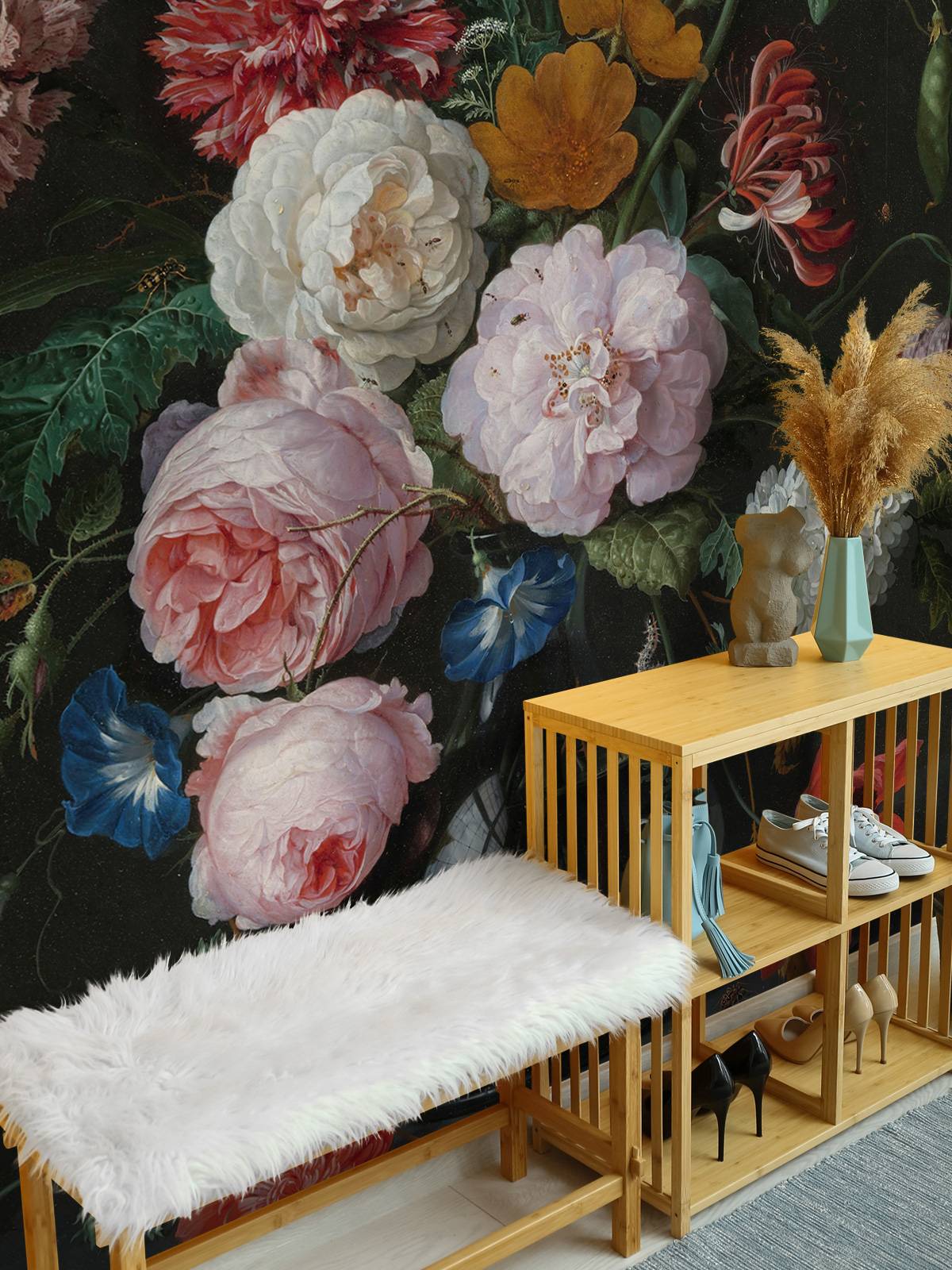 Stadig liv med blomster i en glasvase