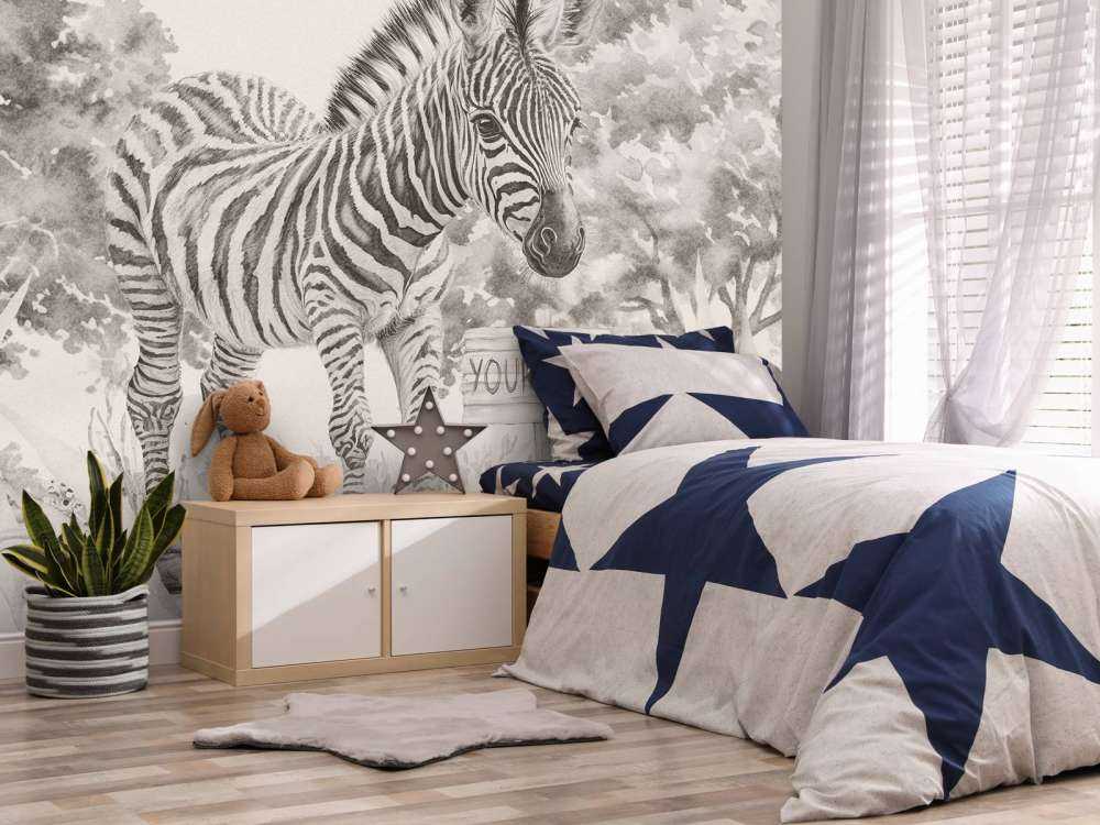 Ung zebra i naturen beige
