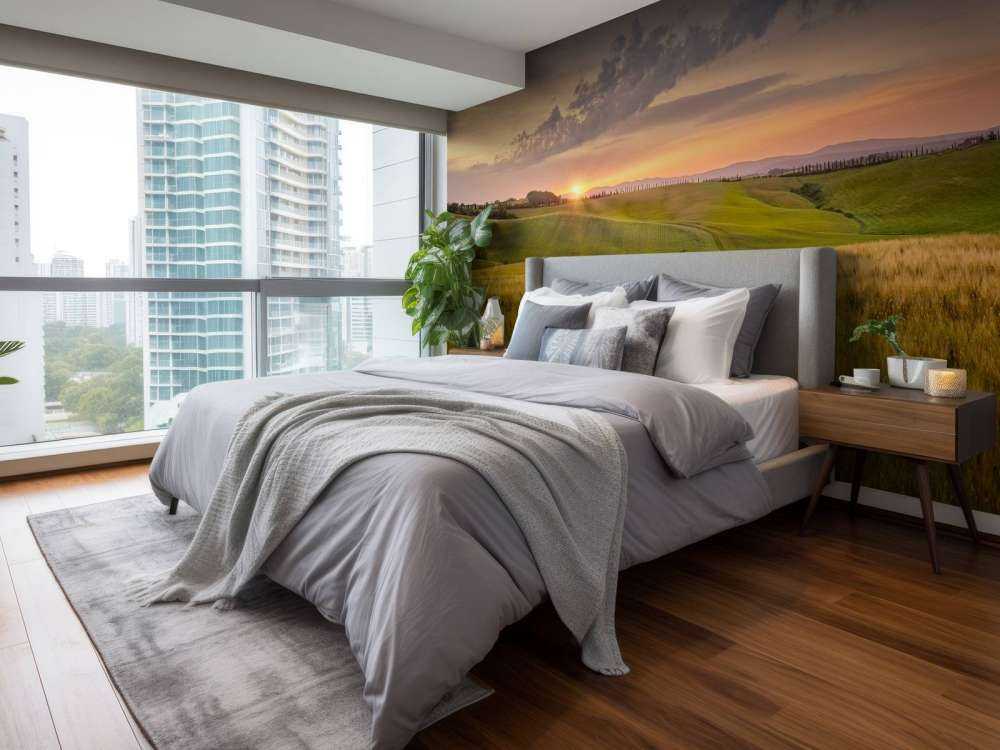 Solnedgang i italiensk landskab