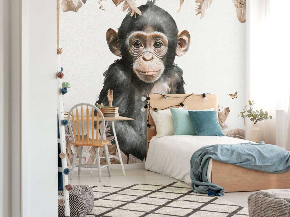 Baby-chimpanse i junglen taupe