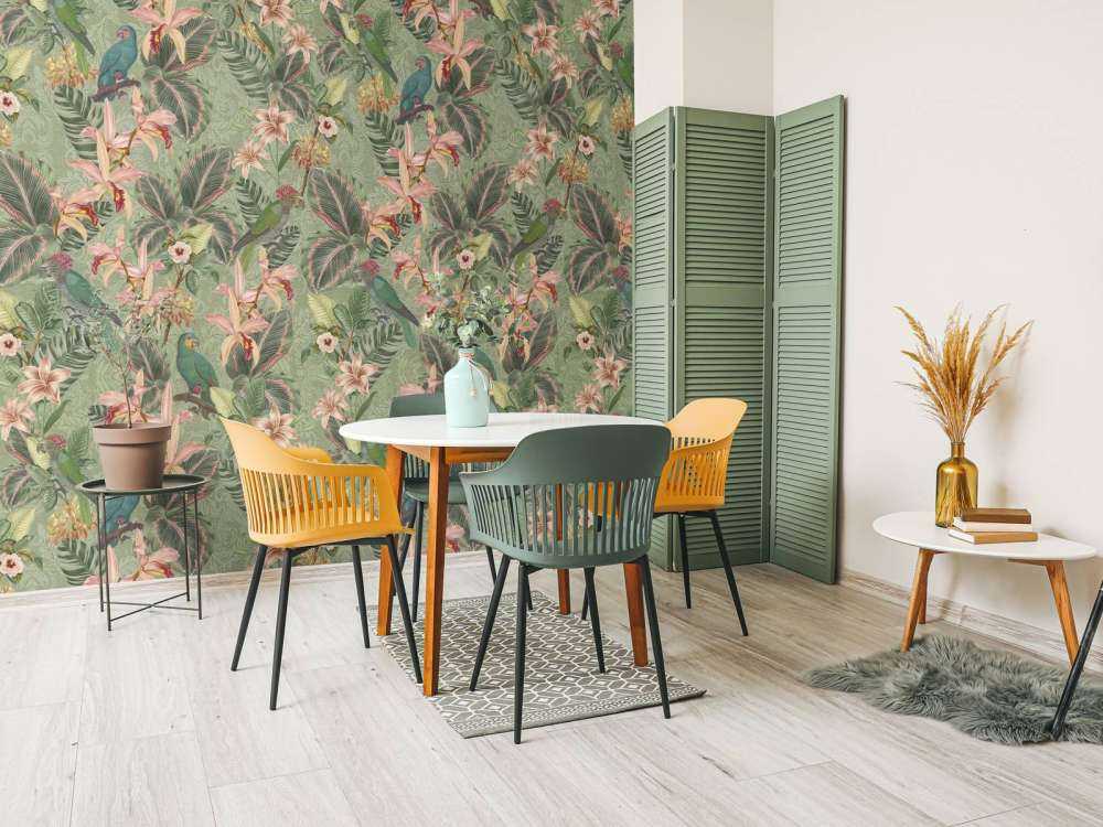 Tropiske junglefugle og papegøjer - salviegrøn