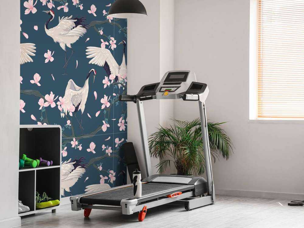 Kraanvogels met magnolia's