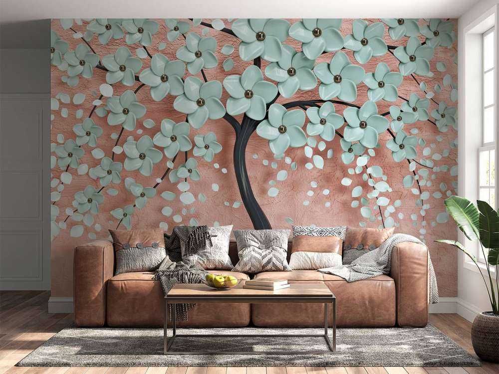 Sort fantasitræ med mynteblomster
