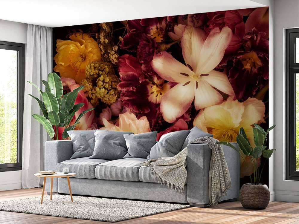 Smuk og farverig blomsterkrans
