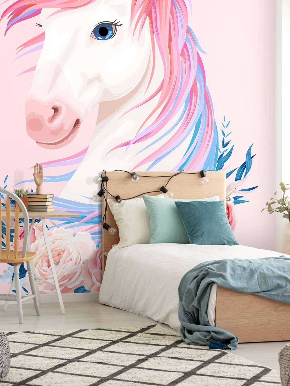 Enhjørning med blomster