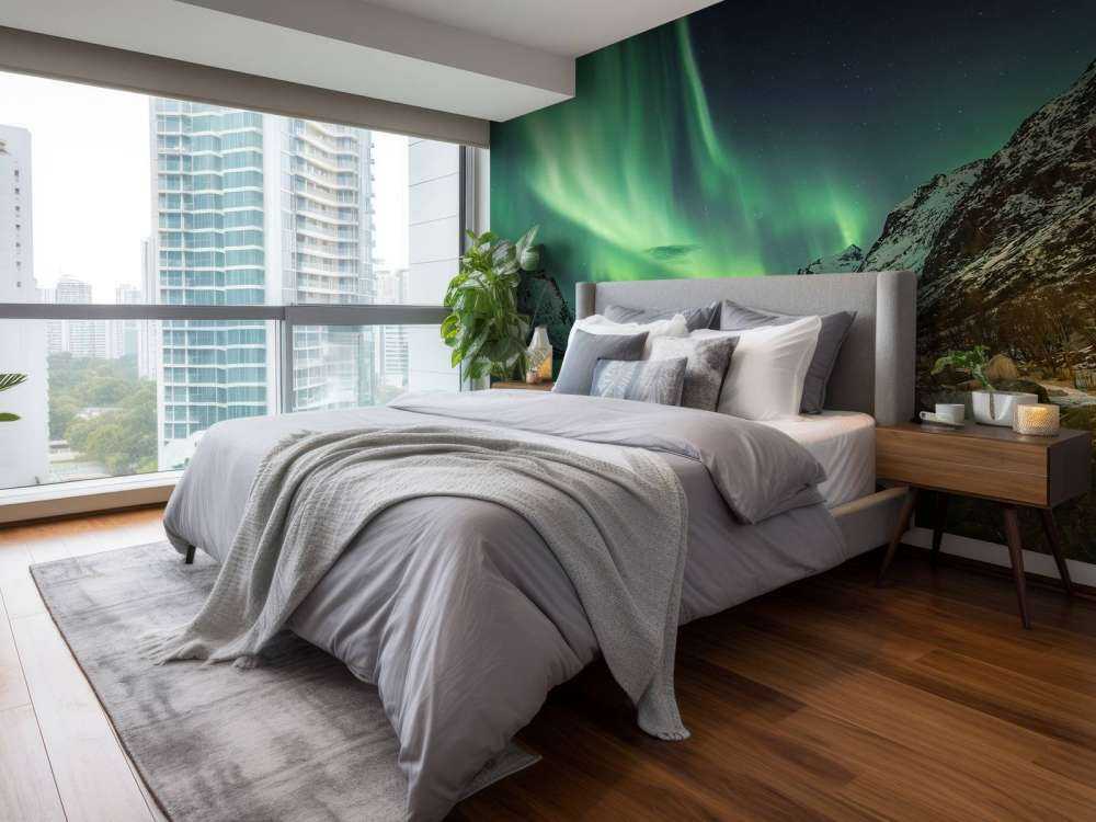 Nordlys mellom to fjorder