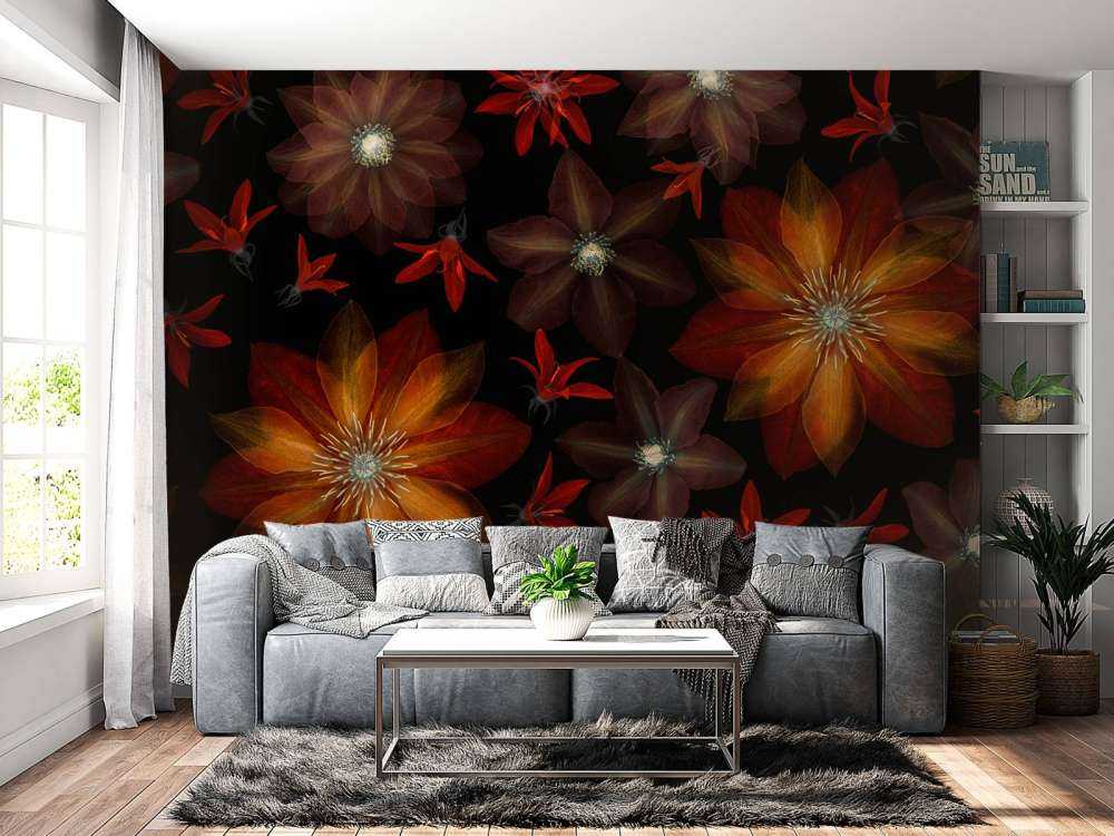 Røde klematisblomster