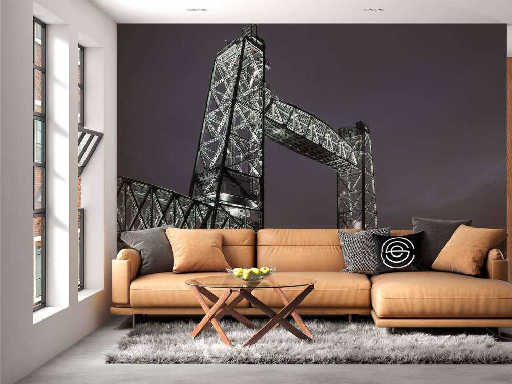 Tidligere jernbanebro De Hef i Rotterdam i farger