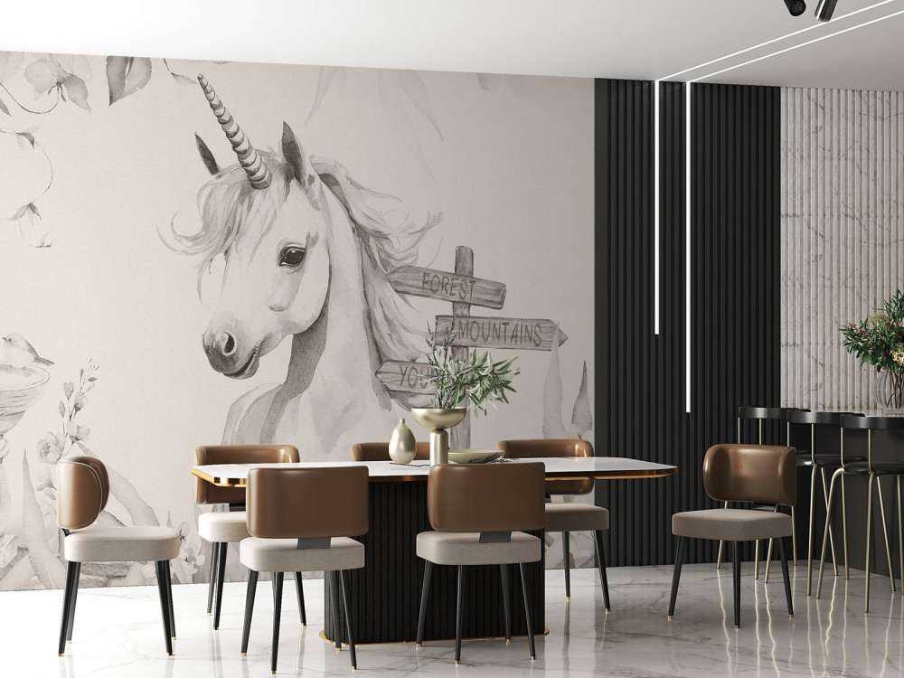 Enhjørningbaby med planter beige