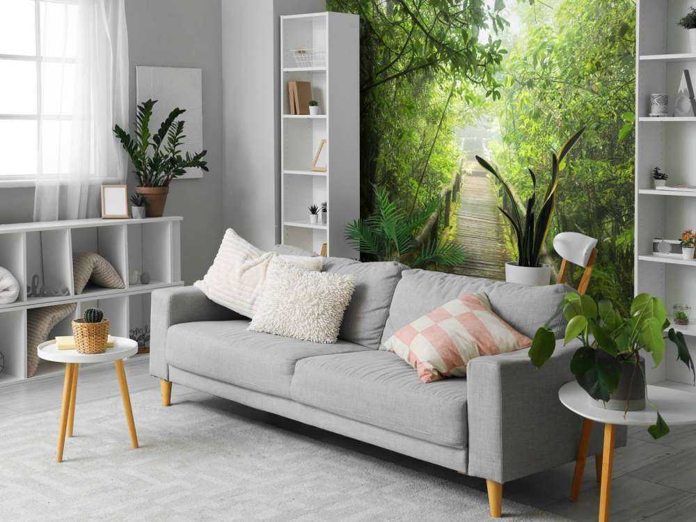 Grønn, tåkete jungel