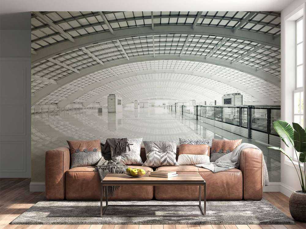 Moderne hall med avrunding