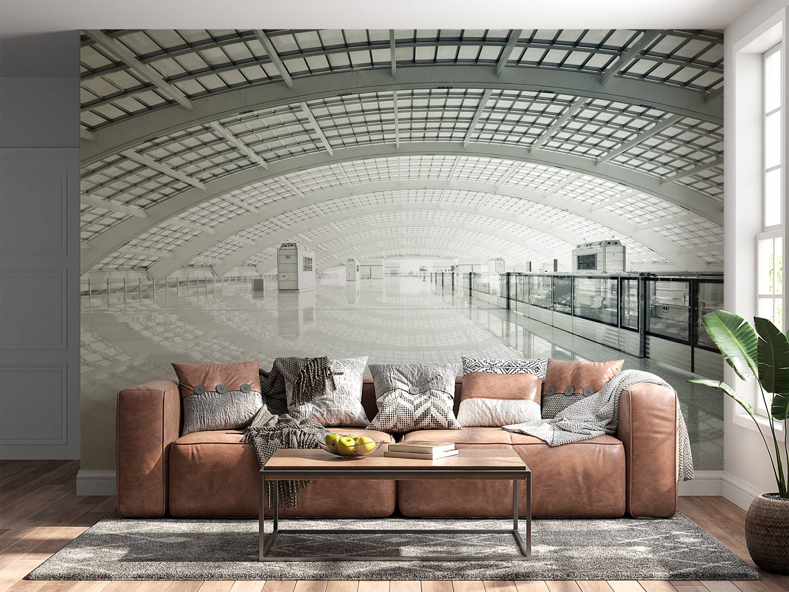 Moderne hall med avrunding