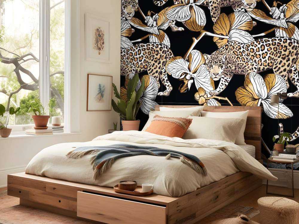 Jaguarer mellan orkidéer