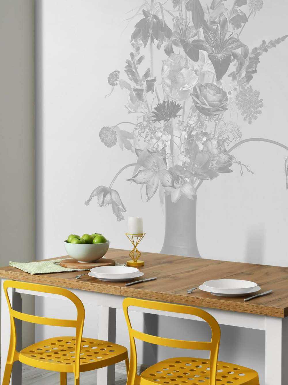 Generös blombukett svart och vit