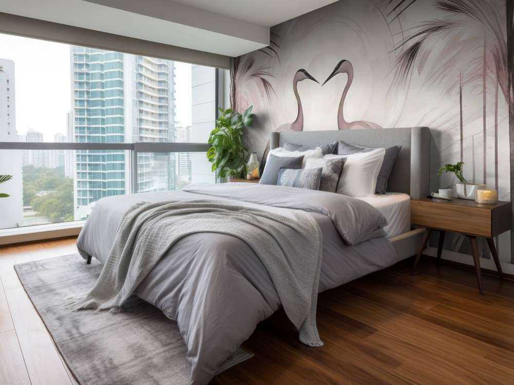 Kranar vid solnedgången rosa