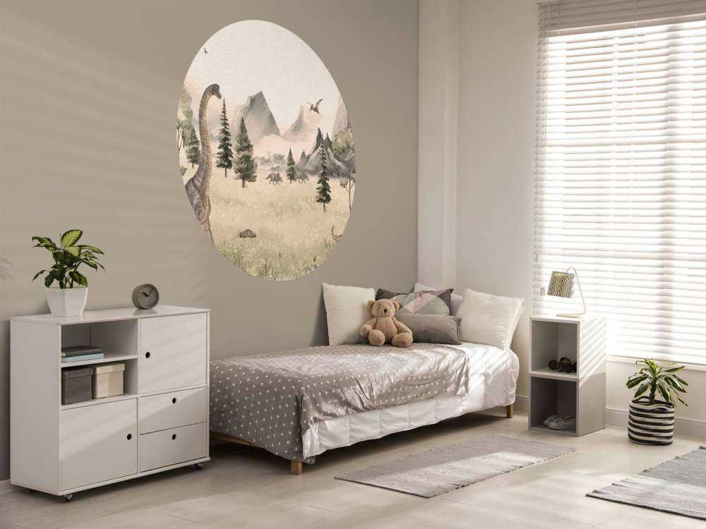 Landskap med dinosaurier i beige
