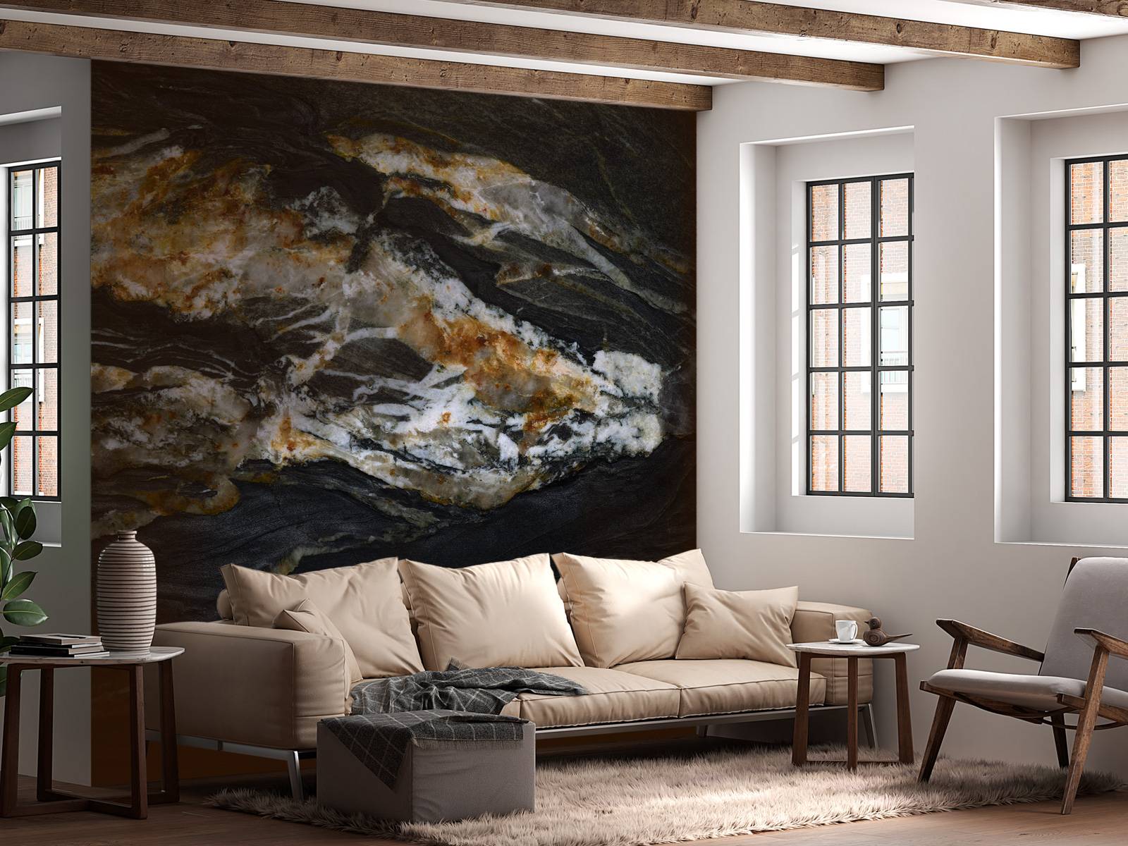 Svart marmor med relief