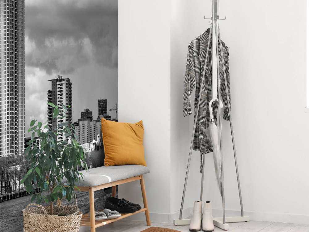 Skyline Rotterdam (Westerkade) från Katendrecht (svartvitt) 