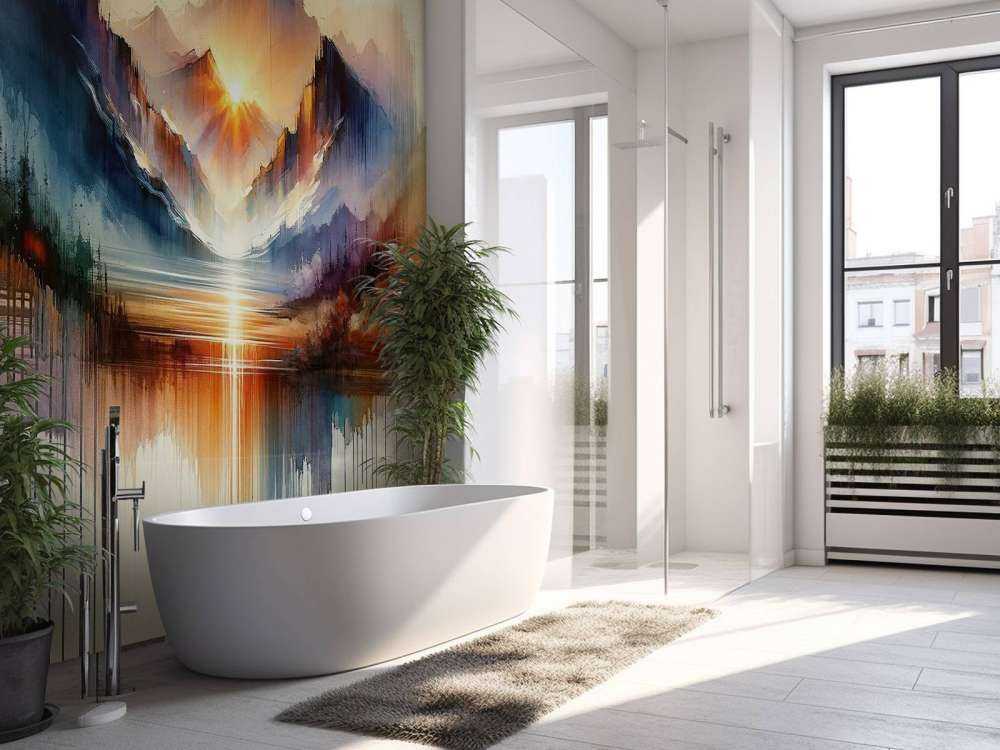 Akvarell Abstrakta Berg Landskap