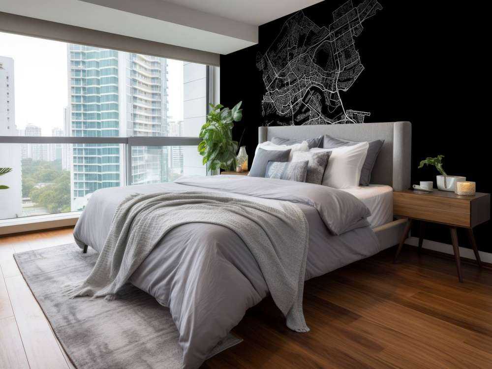 Kort over Rotterdam, sort