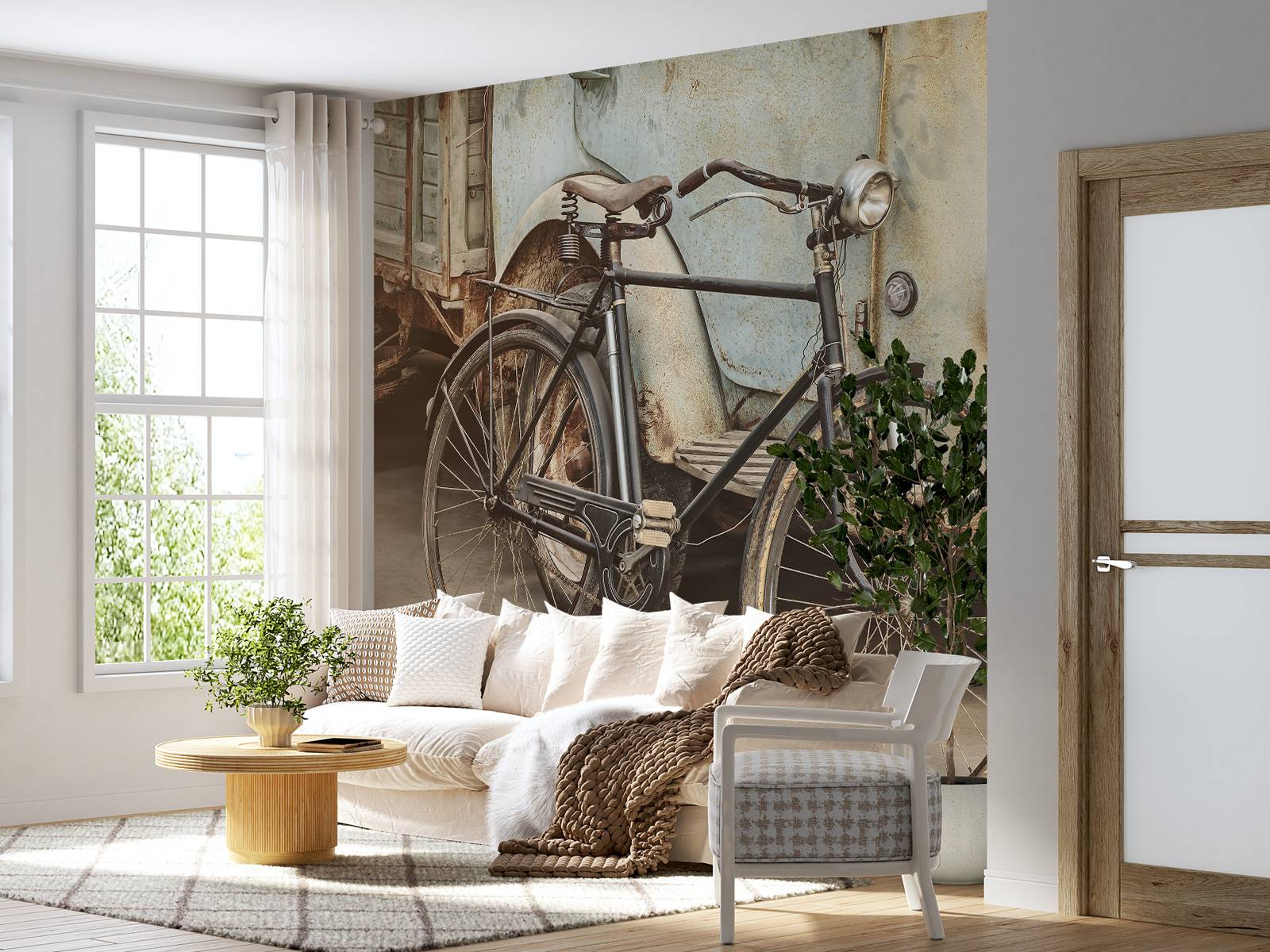Retro gammel cykel med lastbil