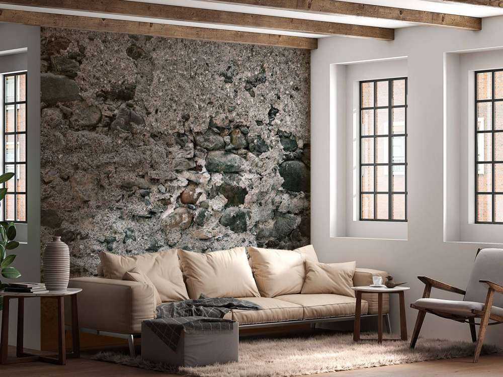 Mur med gamle store sten