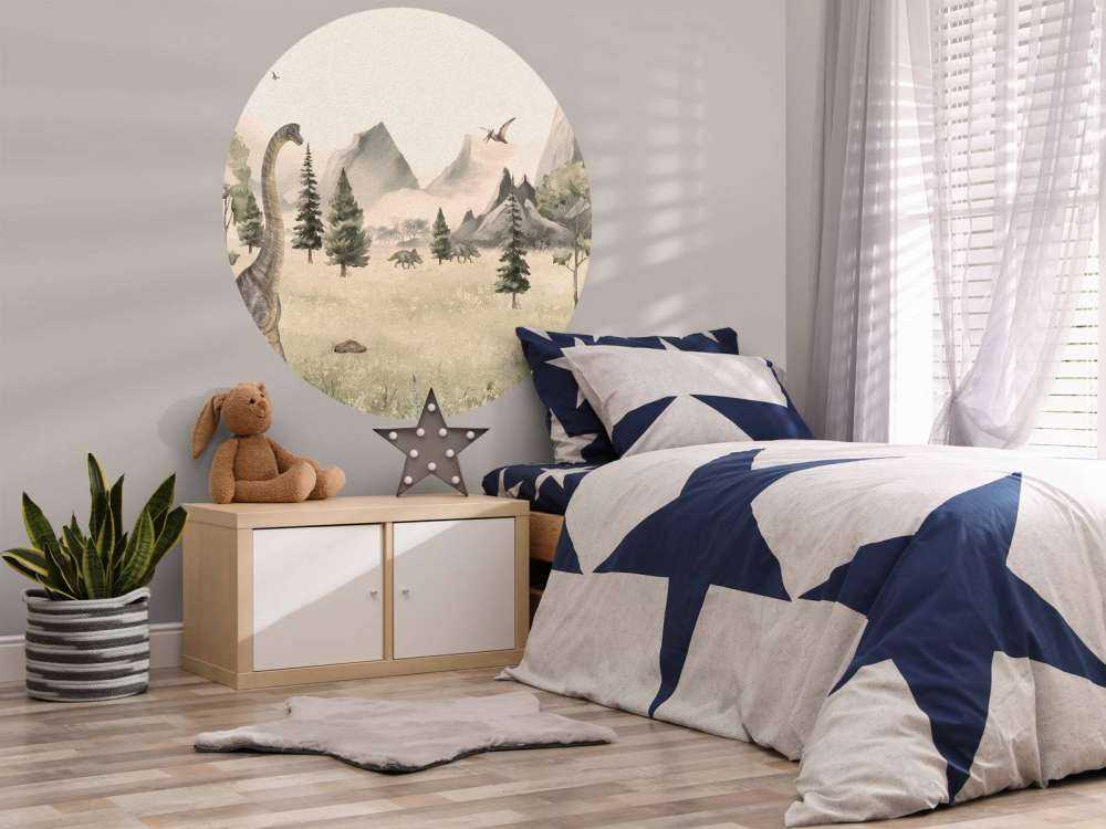 Landskab med dinosaurer i beige