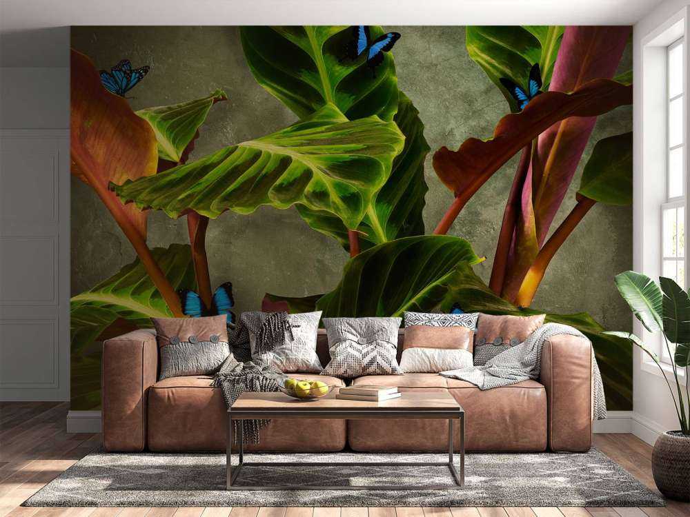 Grøn plante med sommerfugle