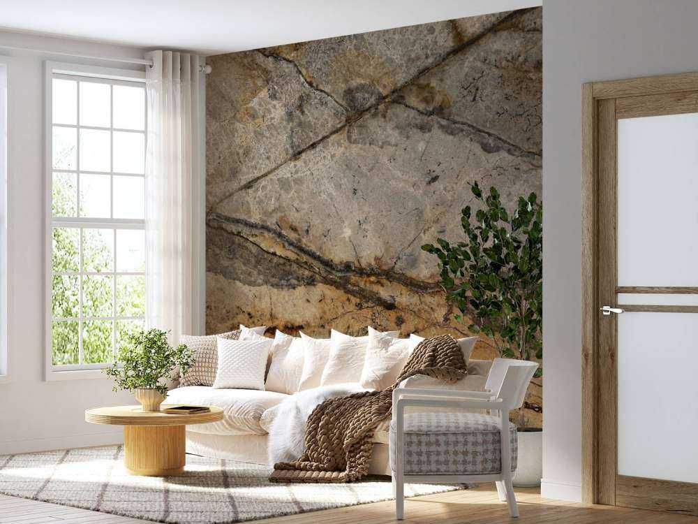 Sandfarvet marmor med riller