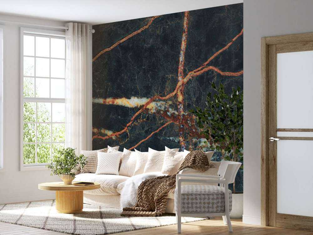 Blå marmor med kobberfarve