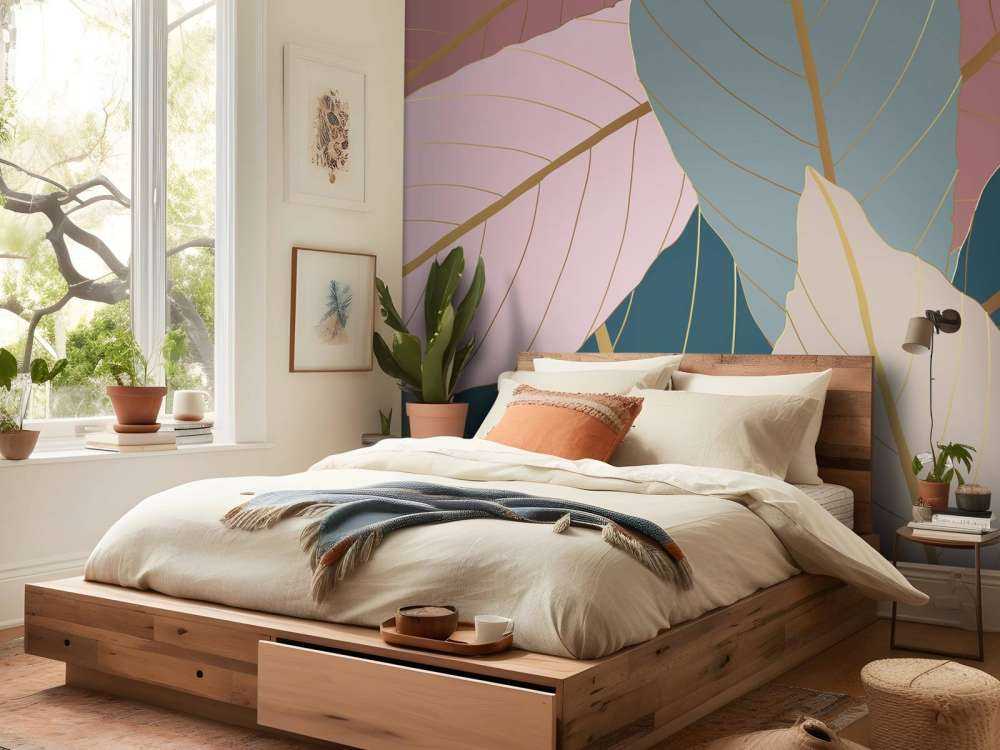 Tropiske blade med guld