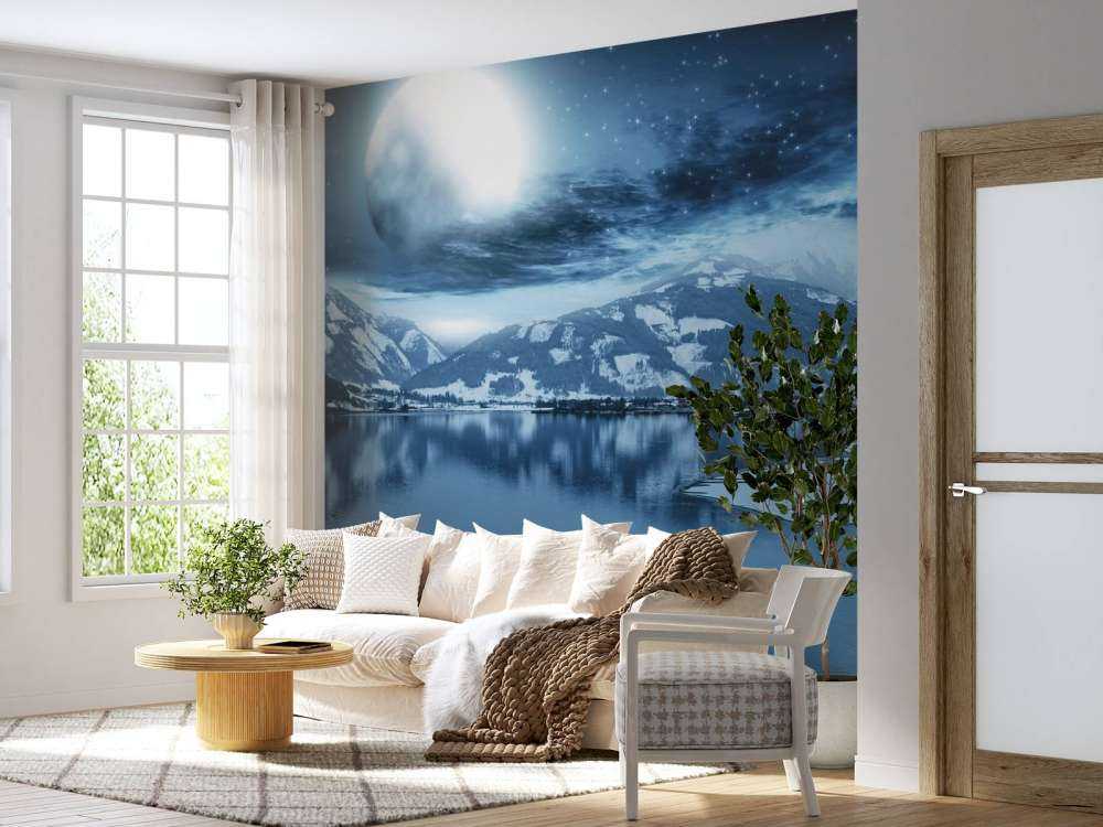 Frossen sø om natten