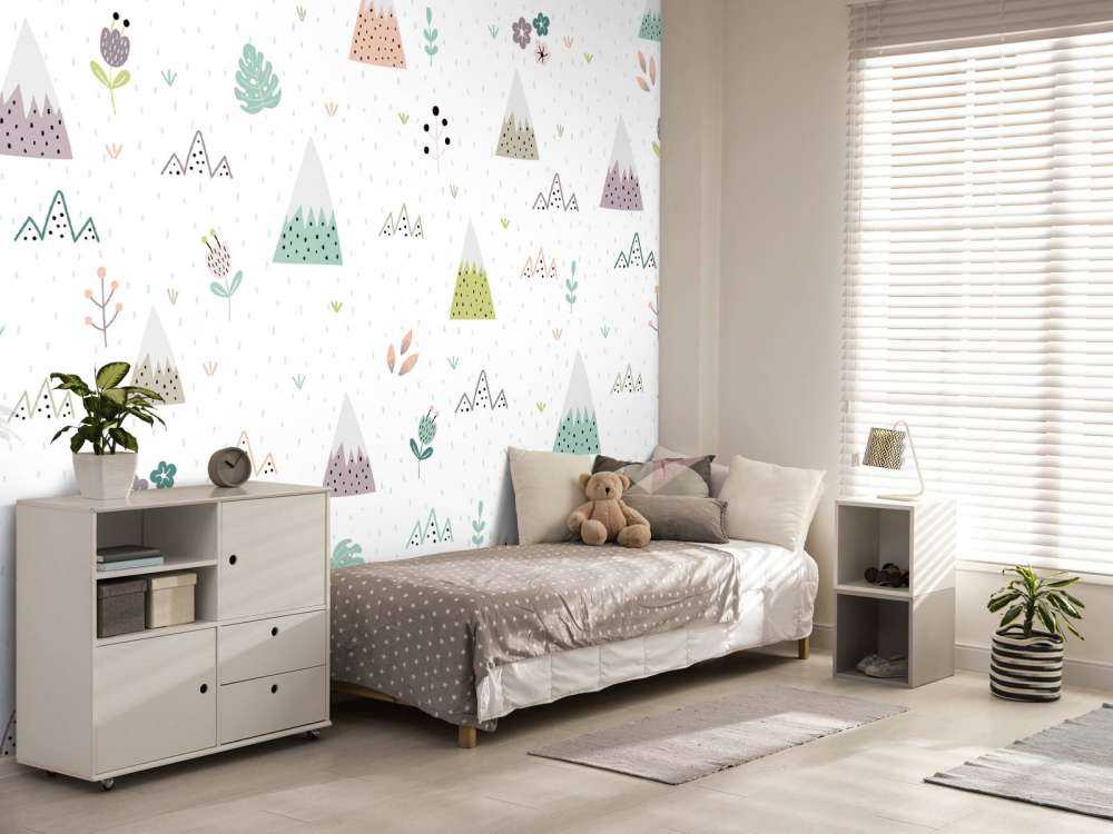 Bjerge, planter og blomster mønster