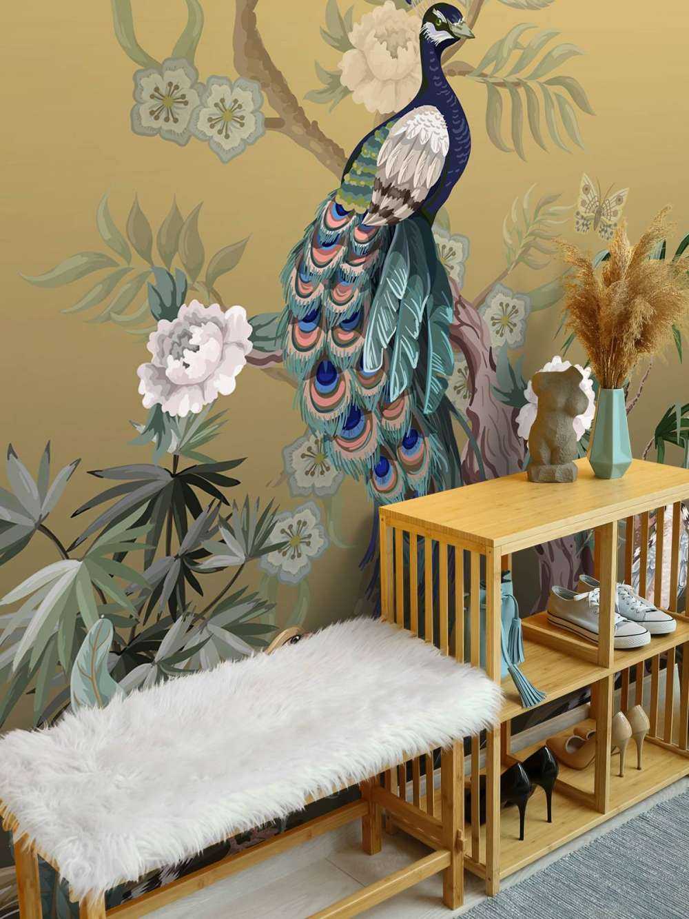 Påfugle og Pæoner - Guld