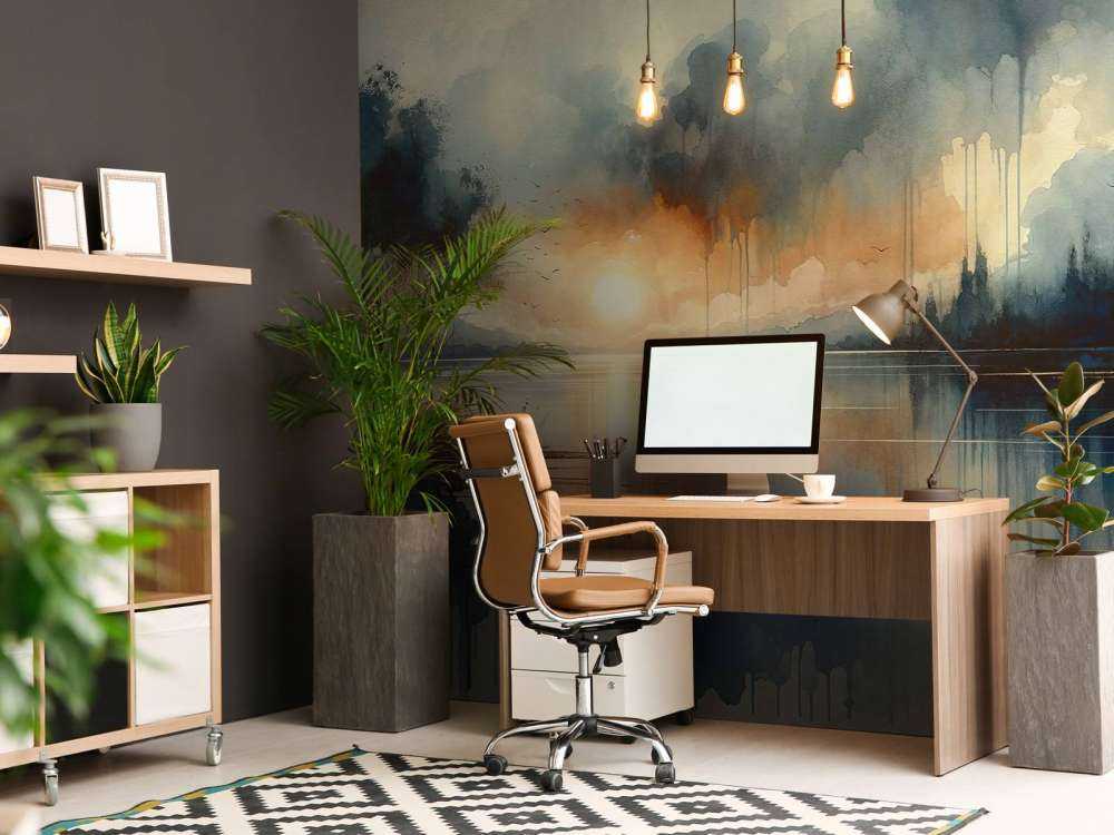 Akvarel Abstrakt Sø