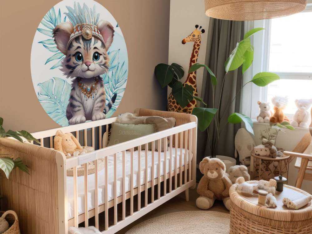 Tigerunge og blåt blad