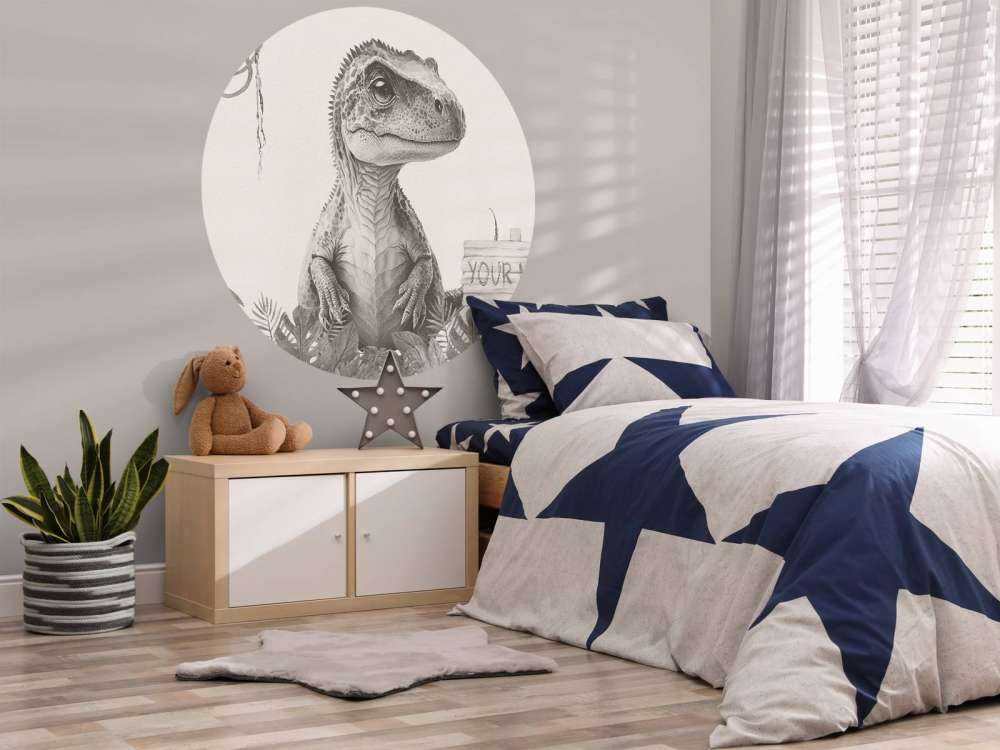 Baby t-rex i den beige junglen