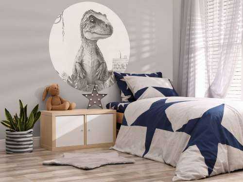 Baby t-rex i den beige junglen