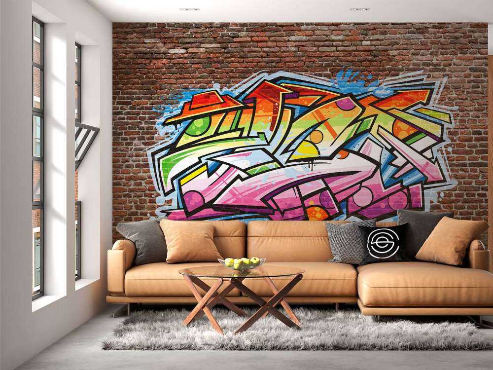 Graffiti på røde mursten