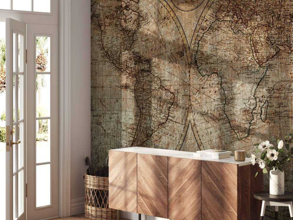 Gammelt verdenskort tegning