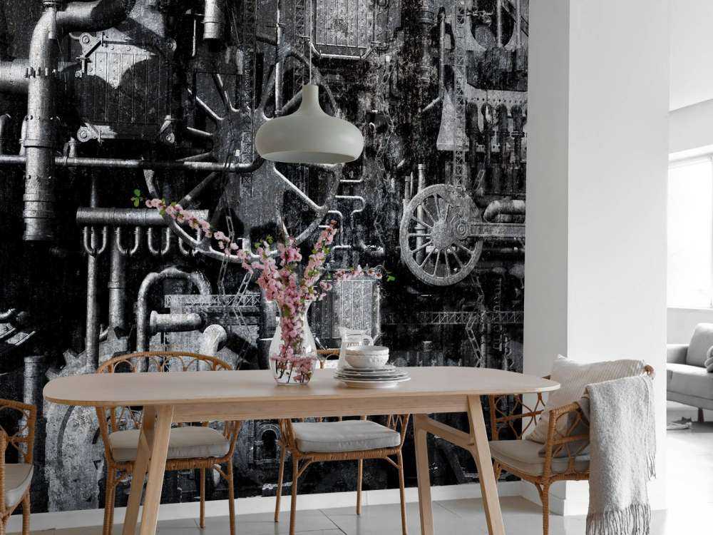 Gammelt maskinrum på et tog