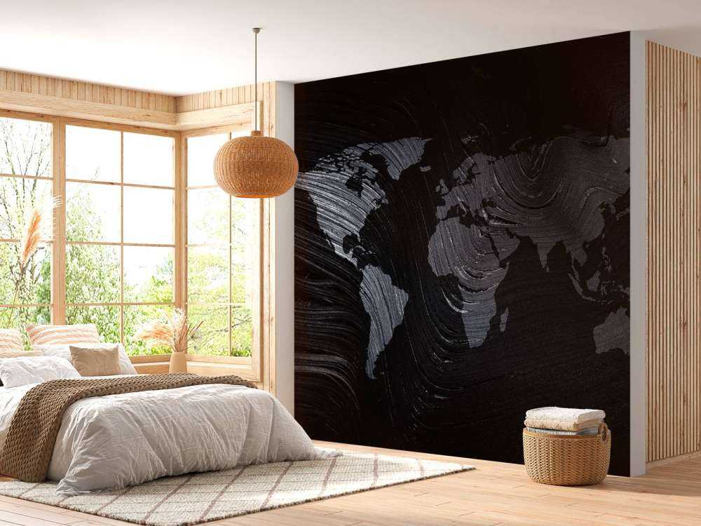 Verdenskort på et palmeblad