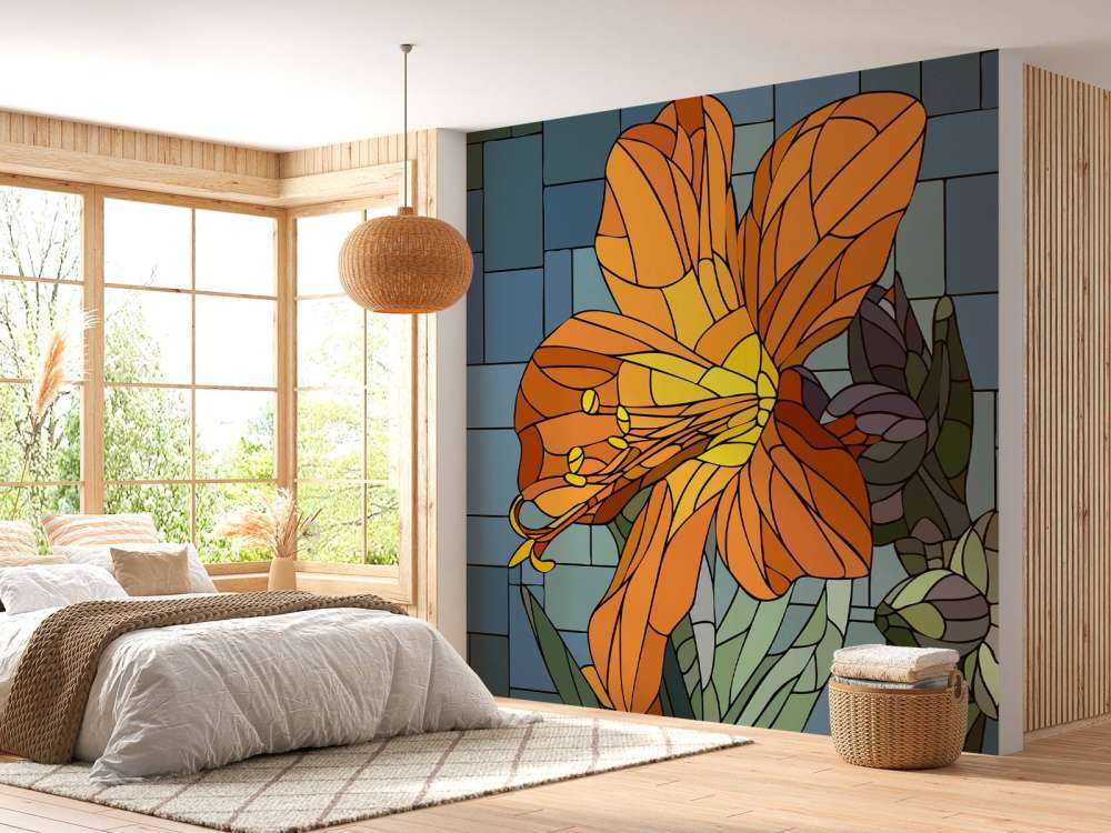 Farverig orange blomst