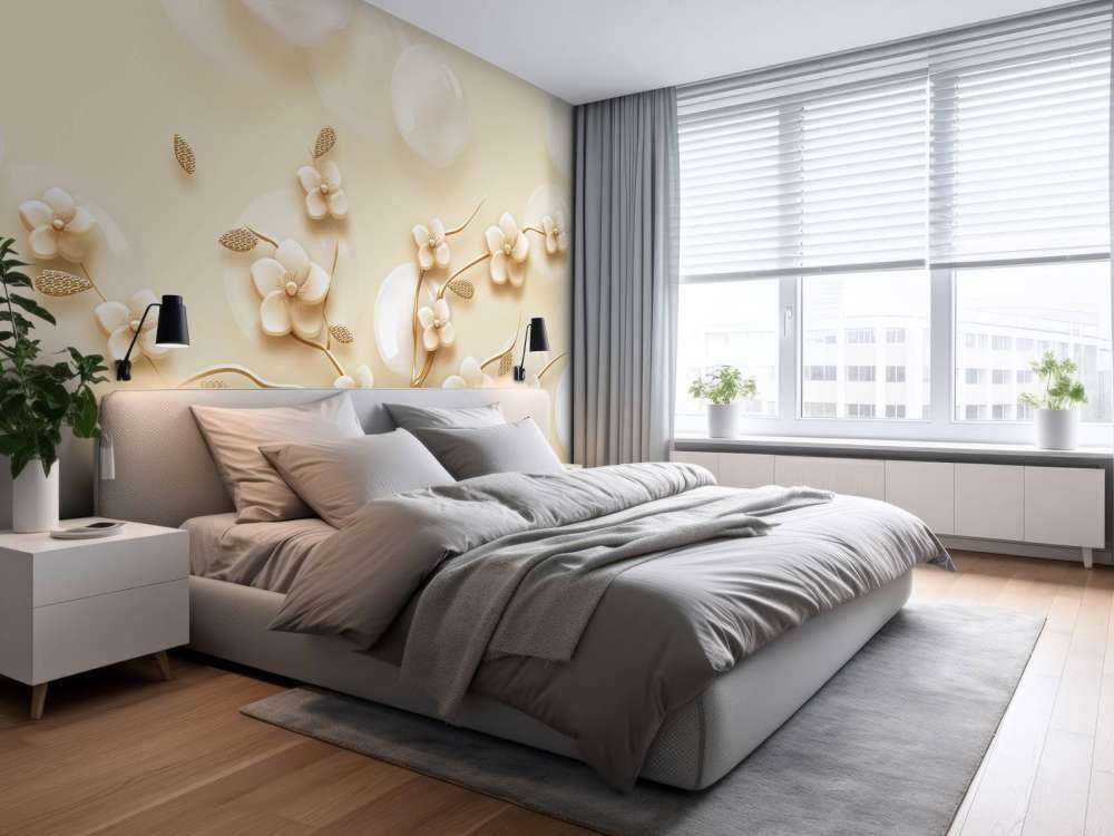 Gylden gren med blomster