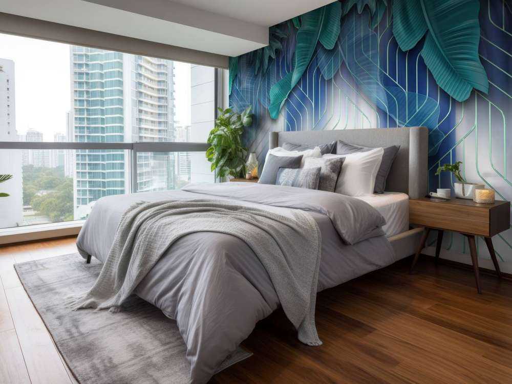 Grønne blader og grafiske grønne linjer virker