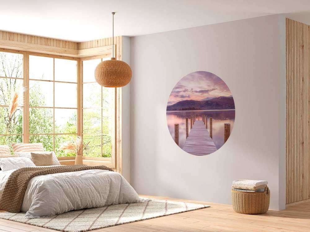 Trebrygge ved solnedgang