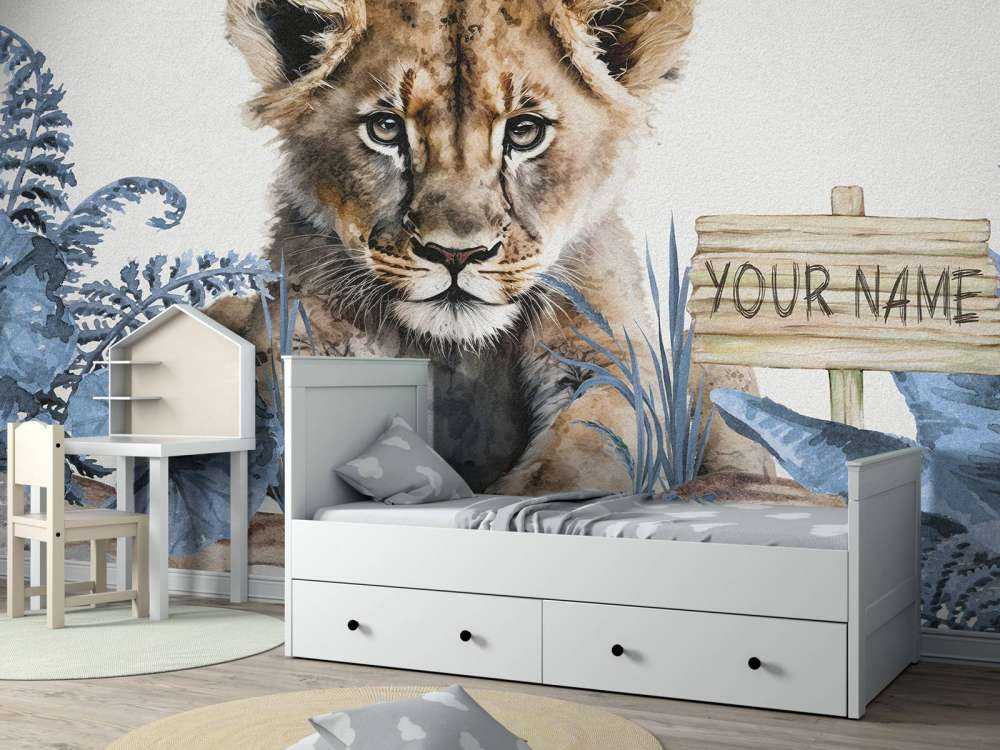 Ung løve i jungelen blå