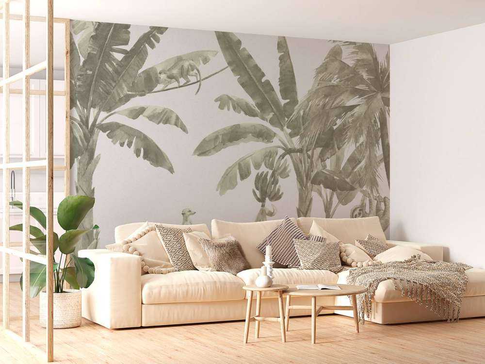 Små jungeldyr i grønt